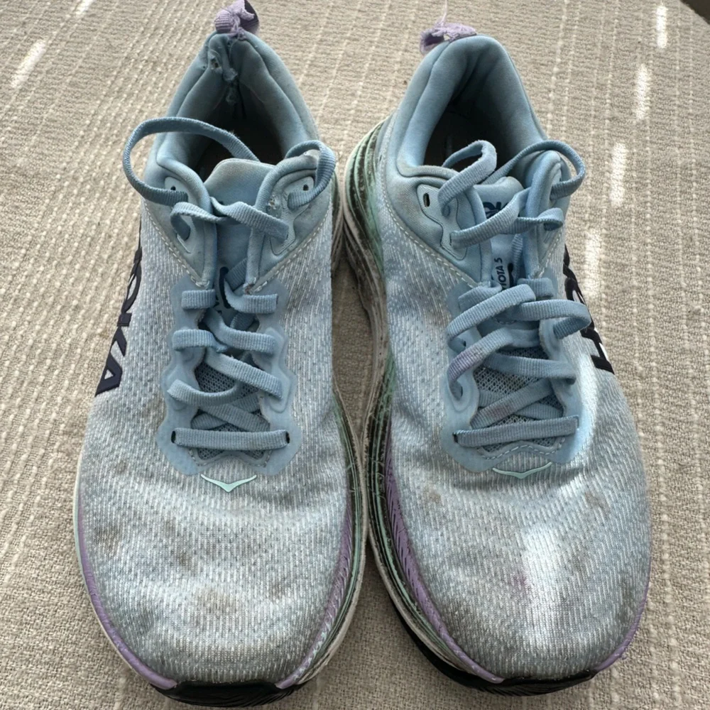 Hoka Sky Blue Sneakers with Mint and Lavender Accents - Picture 5 of 6